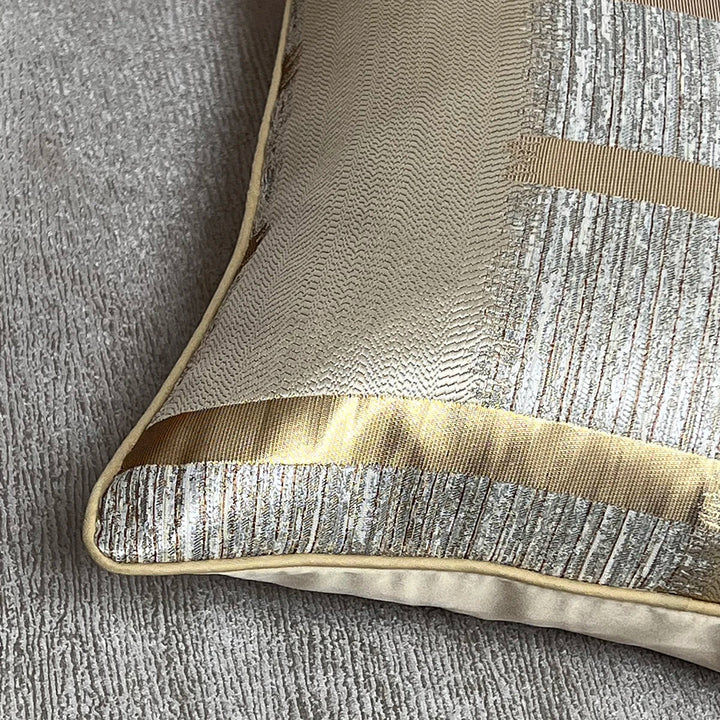 Skinne Gylden Sølv Stripe Jacquard Putekappar 45x45cm Putekopper Firkantet Deksel For Sofa Kaste Puter Lys Luksus Nordisk Hjem Dekor | Skanto