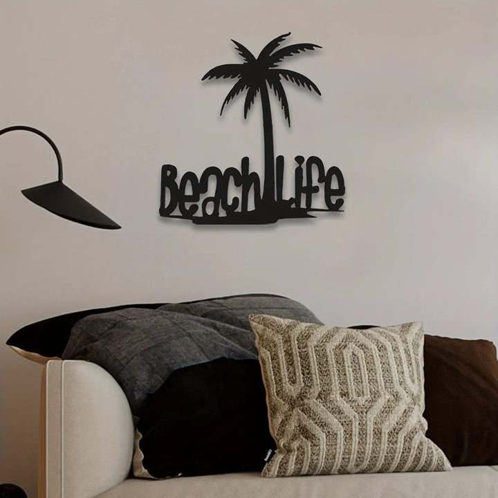 Beach Life Kokusnøtttre Metall Veggkunst 3D Dekorasjon For Stue Soverom Hjemme Kontor Veggdekorasjon | Skanto