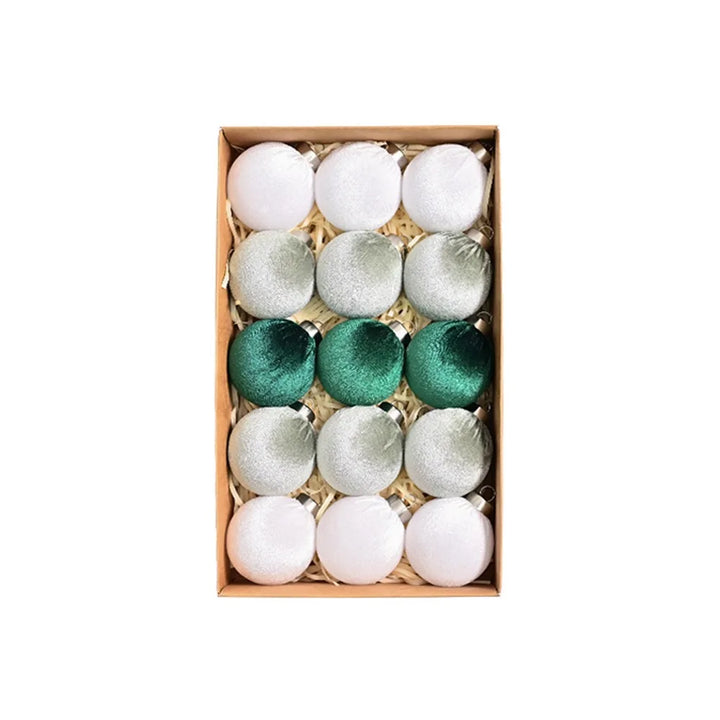 Bruddsikre fløyelsjulepynt - Flockede hengende baller for gjenbrukbar juletre dekorasjon og festgaver 15PCS