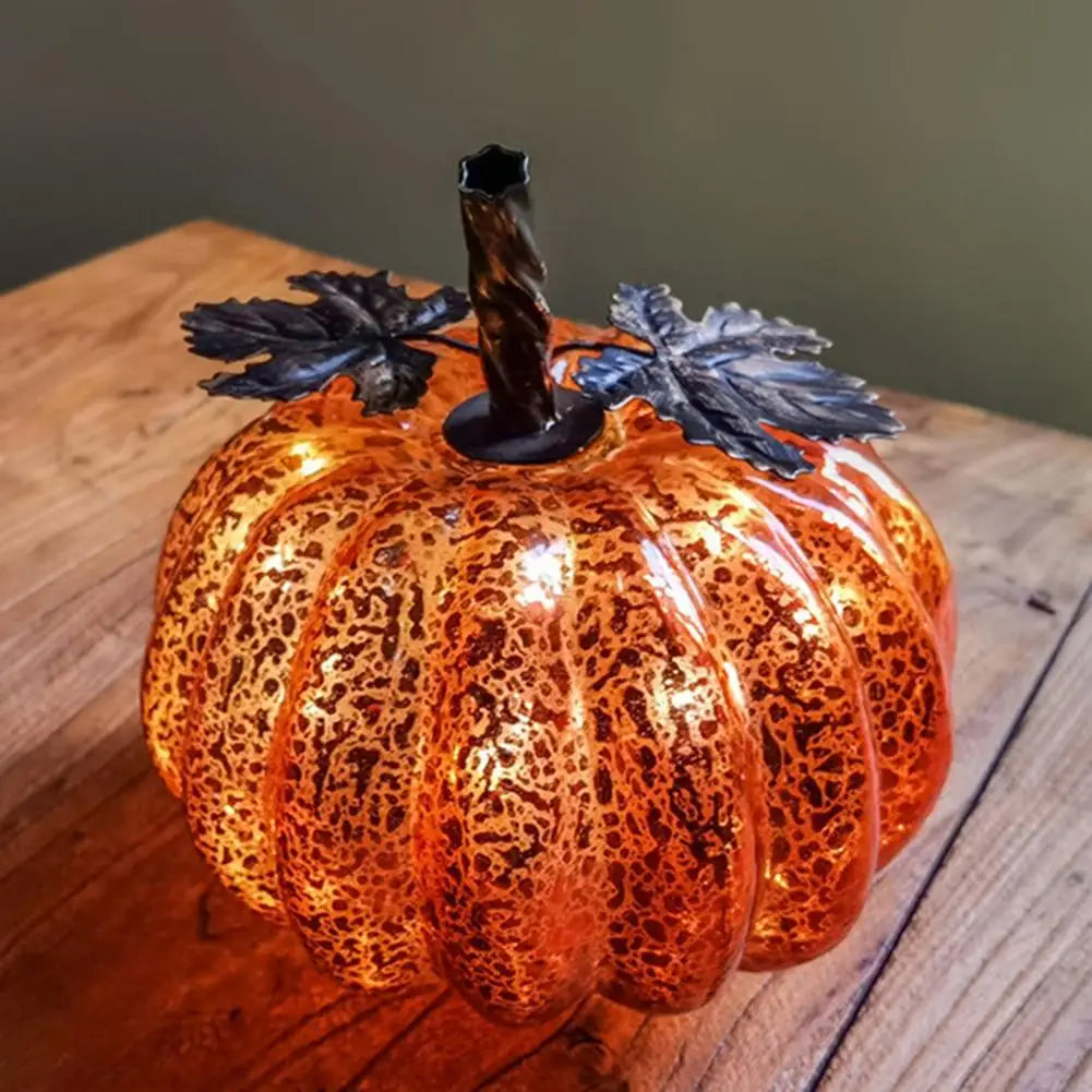 Skanto | Aurelia Glow Glass Pumpkin Decoration | Starry Sky Design | LED- og timerfunksjon | Høst & Halloween