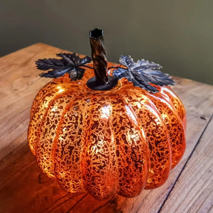 Skanto | Aurelia Glow Glass Pumpkin Decoration | Starry Sky Design | LED- og timerfunksjon | Høst & Halloween