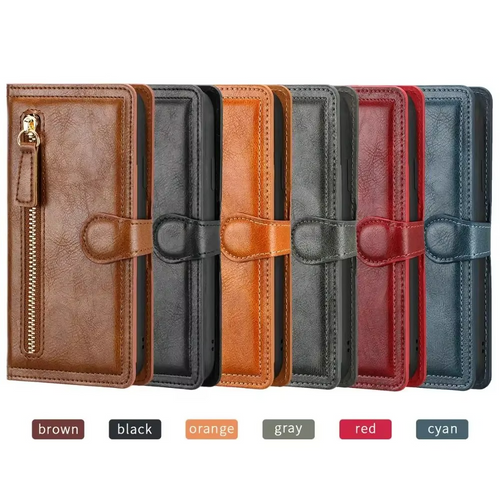 Premium-Leder-iPhone-Klapphülle med Ständer