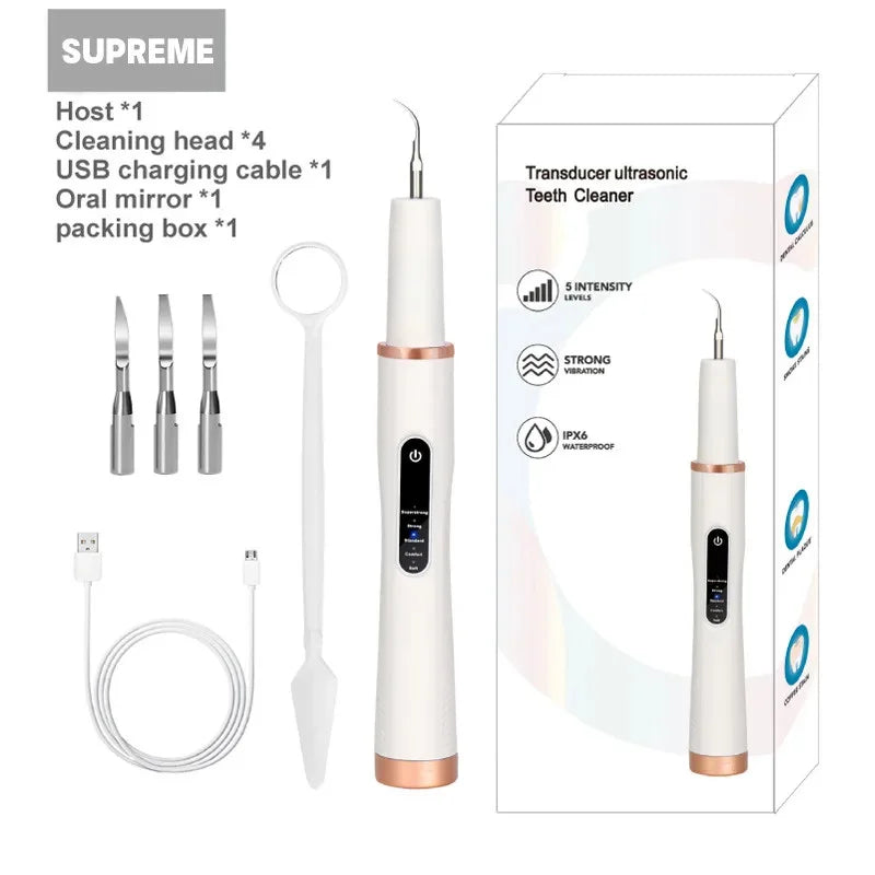 Skanto | DentoraSonic | Ultralyd tannpleieapparat for hunder og katter | 5-nivå tannsteinfjerner | USB-lading