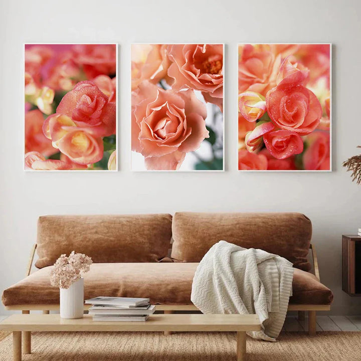 Rosa Røde Roser Blomster Veggkunst Fine Art Lerret Utskrifter Moderne Botaniske Plakater Bilder For Stue, Soverom Kunst Dekor | Skanto
