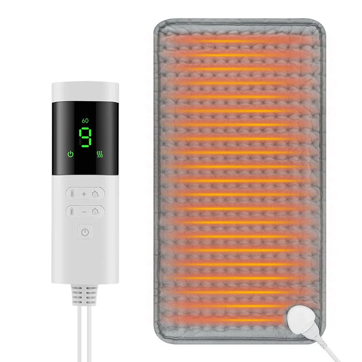 Skanto | ThermaEase Elektrisk varmepute | 9 temperaturinnstillinger & 4 timer-modus | 30×60 cm | Vaskbar & Rask oppvarming | For rygg, mage & ben