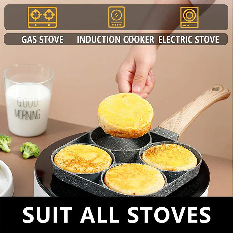Skanto | LMETJMA 4-kopp Non-stick egge stekepanne - pannekake kokekar egnet for gasskomfyr og induksjonskomfyr JT87