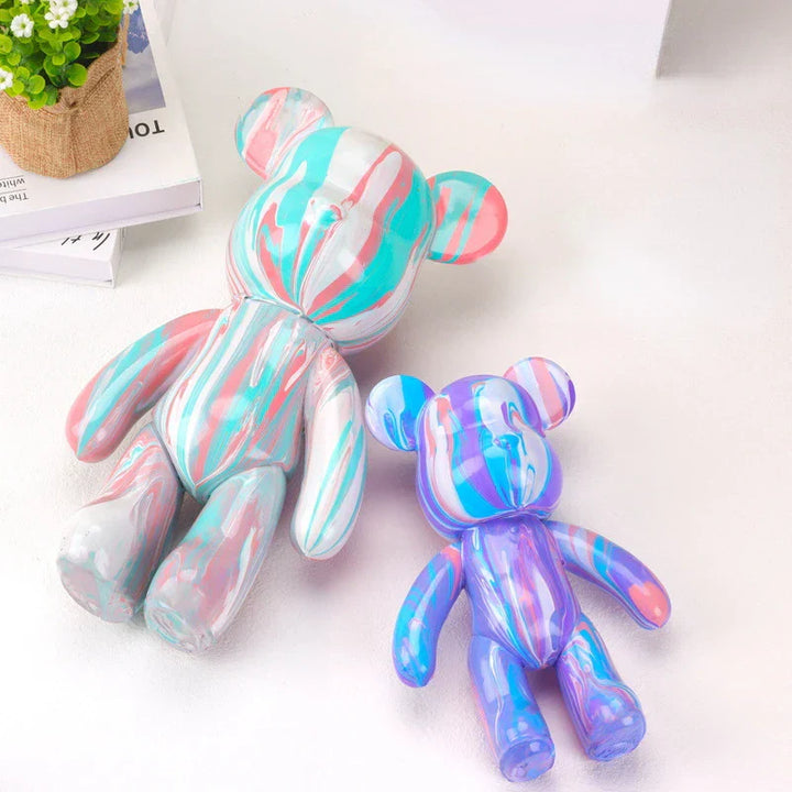 Skanto | Graffiti Malt Fluide Voldsom Bamse Hvit Kropp Ornamenter DIY Håndlaget Personlig Modell Hjemme Skrivebordsdekorasjon Tilbehør Ny