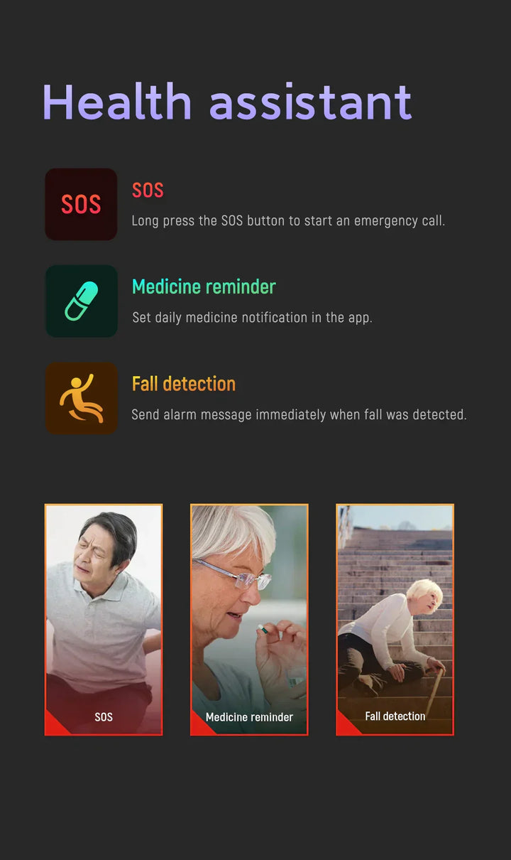 Skanto | Senior Safety Watch med Fall Detection og GPS – Smart Care Smartklokke