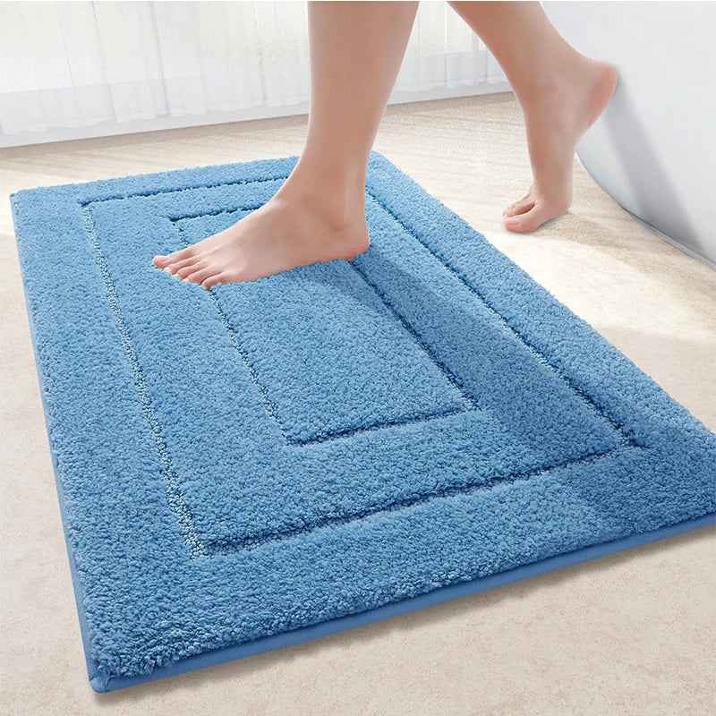 Baderomsmatte Mikrofiber Anti-Sklipp – Dobbeltlag Badmatte | Svært Absorberende & Myk | Komfort Dørmatte | Skanto