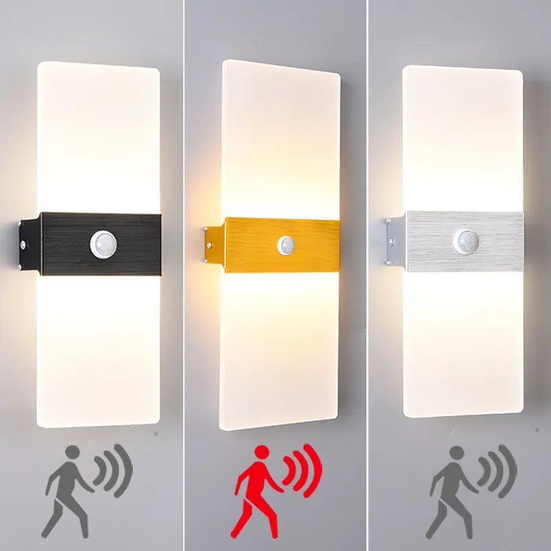 Skanto | Vegglampe med bevegelsessensor, tegning, aluminium, akryl, dekorasjon, belysning, vegglampe, interiør, kjøkken, soverom, gang, korridor