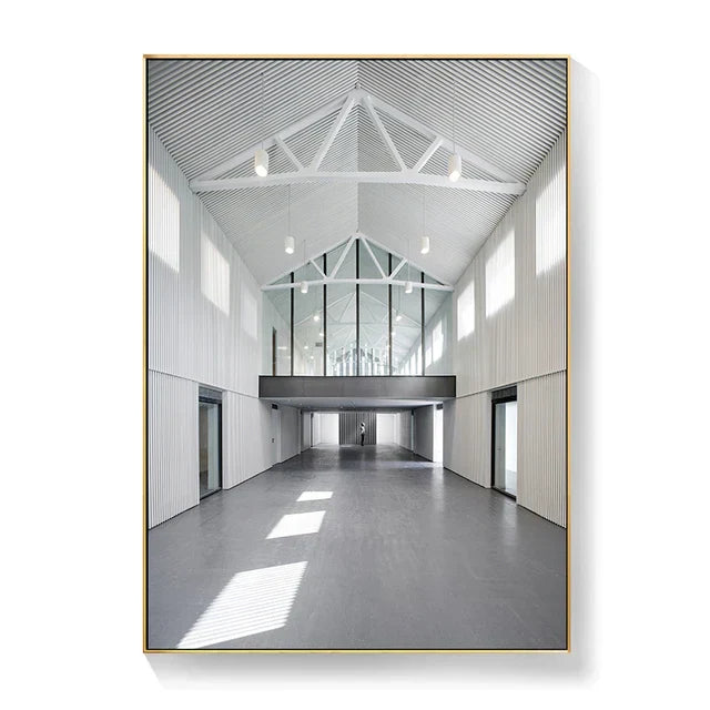 Svart Hvit Arkitektoniske Interiør Veggkunst Fine Art Lerret Utskrifter Utskriftsbilder For Moderne Loft Stue Hjemme Kontor Innredning | Skanto