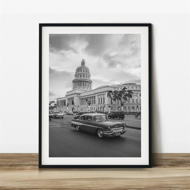 Cuba Havana Black & White Reiseplakat Veggkunst Fine Art Lærred Trykk Bilder For Stue Spisestue | Skanto