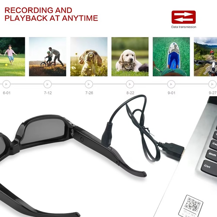 Skanto | 1080P HD Bærbar Solbrille Med Kamera og Videoinnspilling for Utendørs Overvåkning