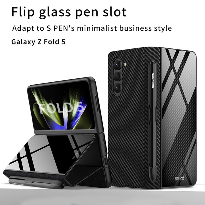 Skanto | Støtbestandig Rustningssak Glassdeksler Stativ Sett Inn Kort Lærsak for Samsung Galaxy Z Fold 5/4