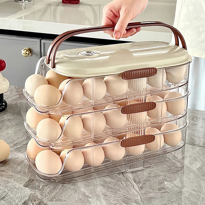 Skanto | Kjøleskapsorganisator Automatisk Rullende Transparent Egglagringsboks