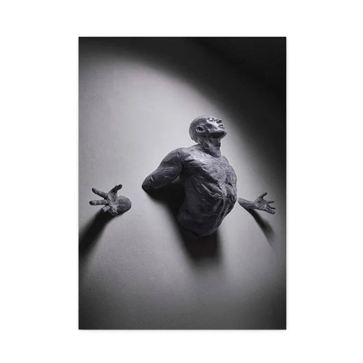 Moderne Urban Abstrakt Jern Statue Veggkunst Fine Art Lærredstrykk 3d Visualisering Figur Kunstbilder For Minimalistisk Leilighet Veggdekor | Skanto