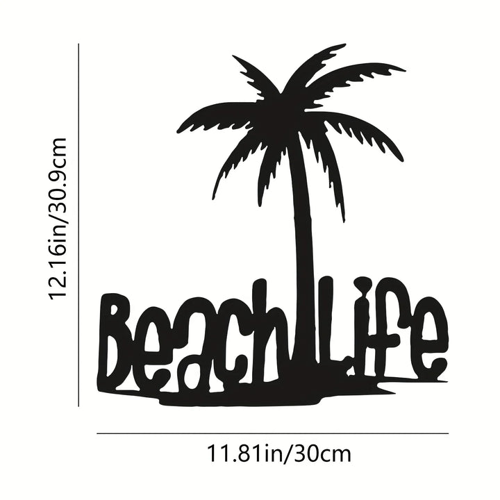 Beach Life Kokusnøtttre Metall Veggkunst 3D Dekorasjon For Stue Soverom Hjemme Kontor Veggdekorasjon | Skanto
