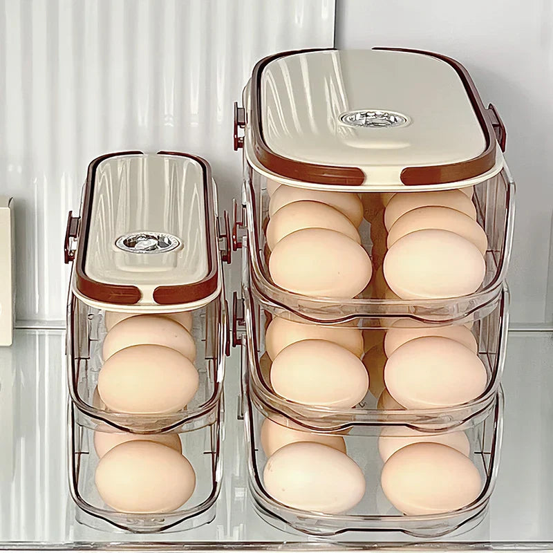 Skanto | Kjøleskapsorganisator Automatisk Rullende Transparent Egglagringsboks
