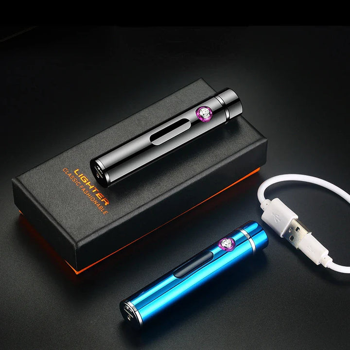 Skanto | Voltrino Sylinder USB lighter | Dobbelt bue teknologi | Oppladbar & vindproof | Edelmetall hus for menn