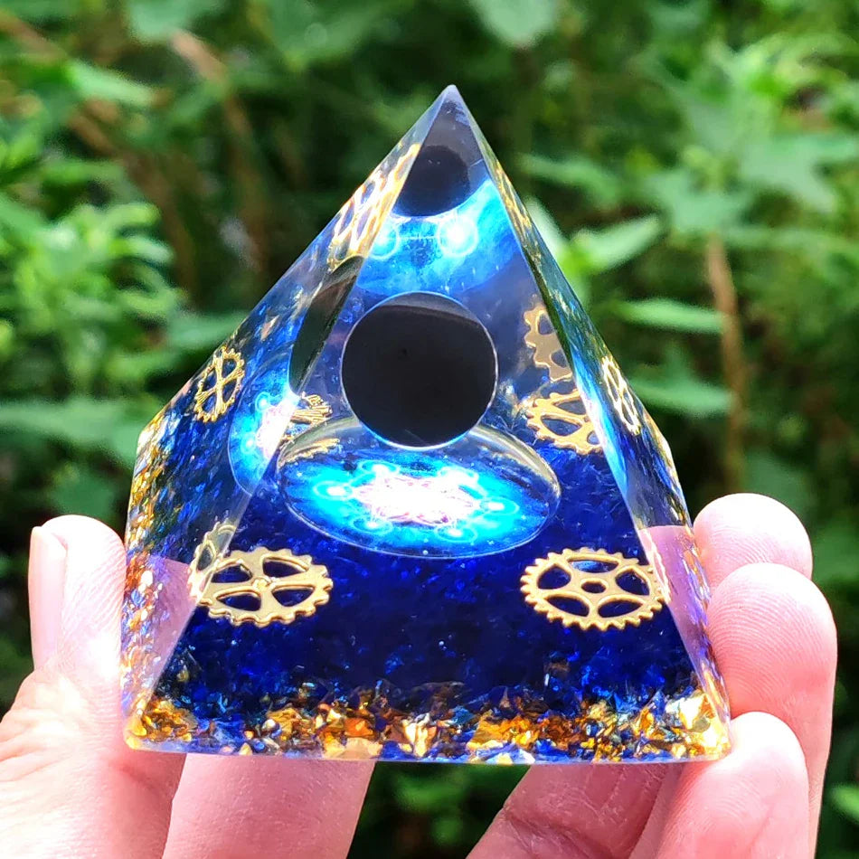 Skanto | Orgonitt-pyramide helbredelse krystaller energigenerator med ametyst pendel - Reiki chakra meditasjonsverktøy og romdekor