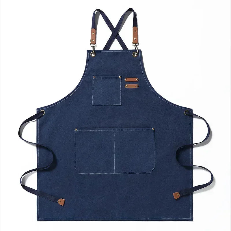 Canvas forkle med lommer, justerbart, Unisex | Skanto