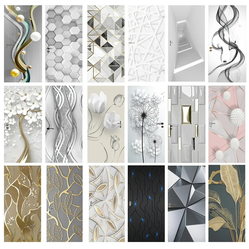 Moderne Abstrakt Perle Geometrisk Dørklistremerke Mural Avtakbar PVC Vinyl Peel N Stick Veggkunst Mural Klistremerke For Innendørs Dører Kreativ DIY Hjem Deko | Skanto