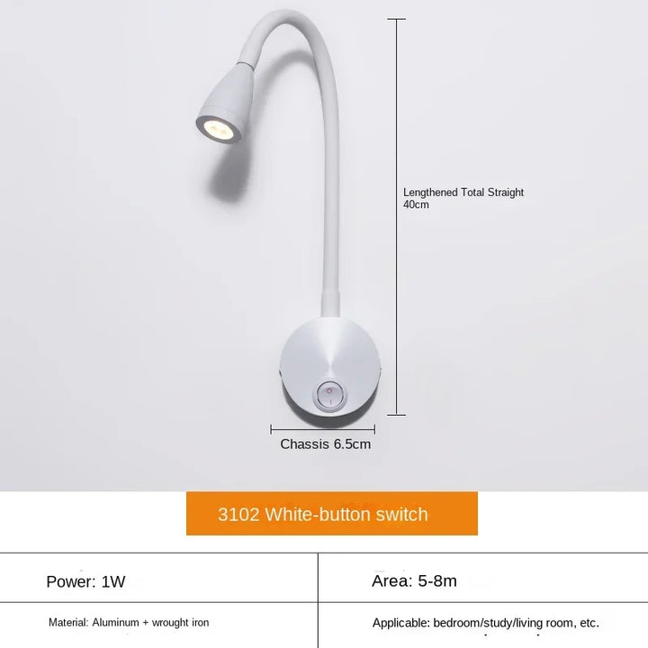 Skanto | Allsidig LED Vegglampe: Moderne, Fleksibel, Perfekt for Lesing i Sengen