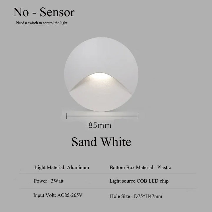 Skanto | Moderne vanntett IP65 LED innfelt vegglampe for utendørs belysning - 3W innebygd trinn- og trapp-balkongportal lys