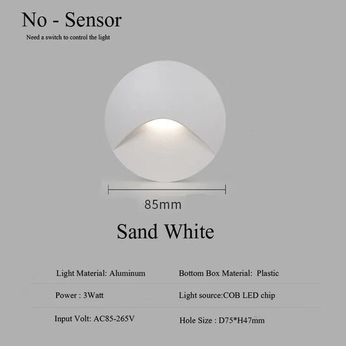 Skanto | Moderne vanntett IP65 LED innfelt vegglampe for utendørs belysning - 3W innebygd trinn- og trapp-balkongportal lys