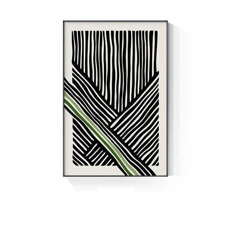 Abstrakt grønn geometrisk linjekunst veggkunst fine kunst lerrettrykk bilder for moderne leilighet stue hjemmekontor kunstdekor | Skanto