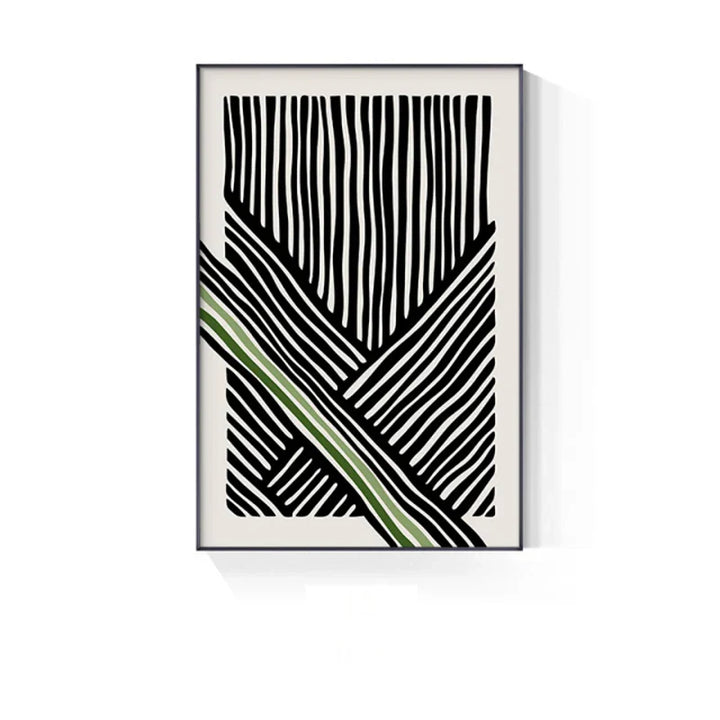 Abstrakt grønn geometrisk linjekunst veggkunst fine kunst lerrettrykk bilder for moderne leilighet stue hjemmekontor kunstdekor | Skanto