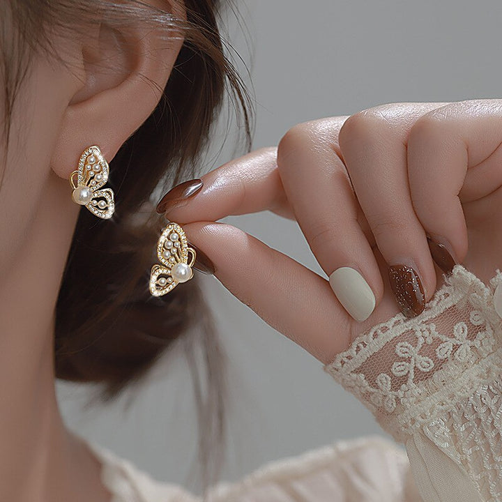 Skanto | Shiny Zircon Koreansk Stil Butterfly Chic Øredobber