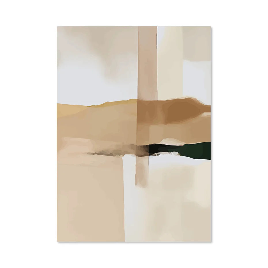 Nøytral Fargeblokk Beige Svart Veggkunst Fin Kunst Lerret Utskrifter Moderne Abstrakte Bilder For Stue Soverom Kunst Dekor | Skanto