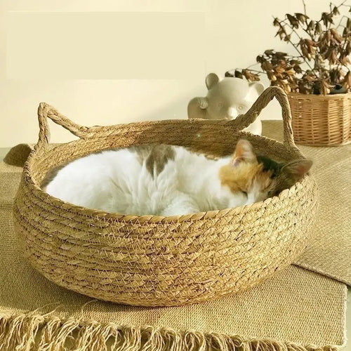 Rattan kattekurv håndlaget & vaskbar Skanto