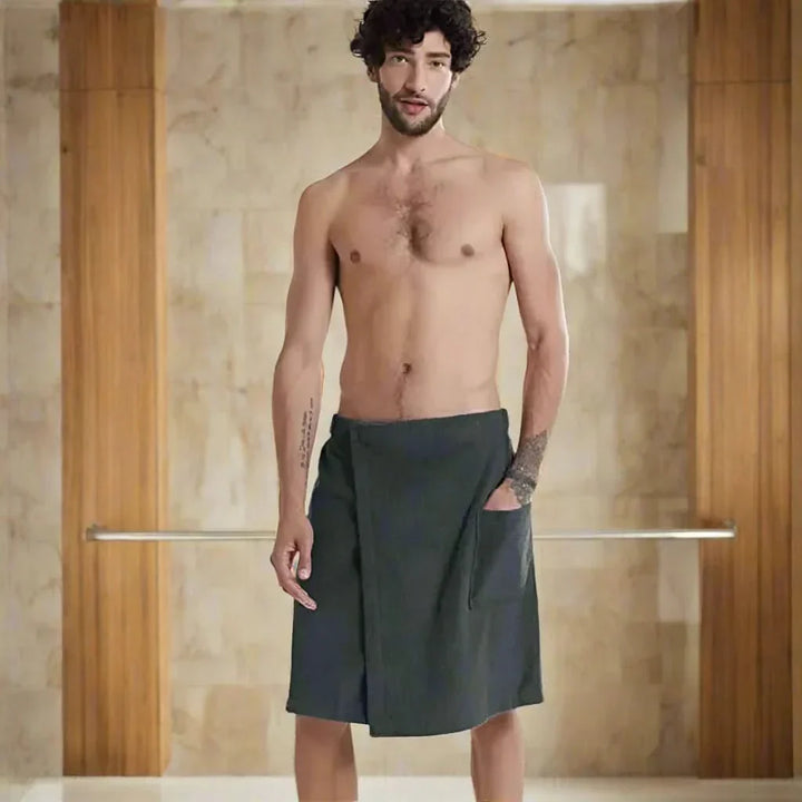 Tragbarer Bademantel – Weiches and vielseiges Badetuch mit Taschen für Sauna, Strand and Fitness