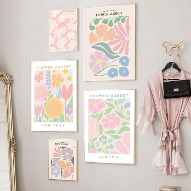 Rosa Lavendel Daisy Blomst Marked Plakater Veggkunst Fine Art Lerret Utskrifter Pastell Blomster Bilder For Stue Soverom Kunst Dekor | Skanto