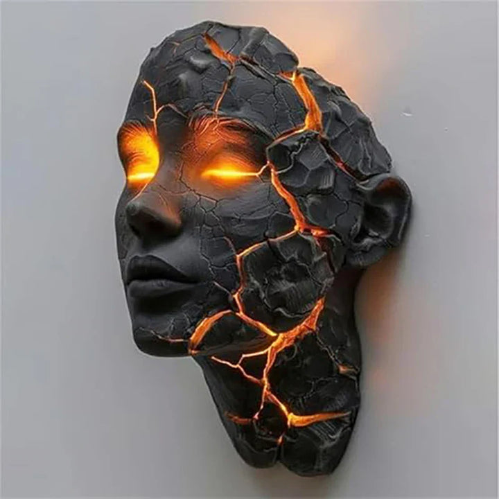 Vulkanisk Ansikt Lava Sprekk Veggkunstlampe | Skanto