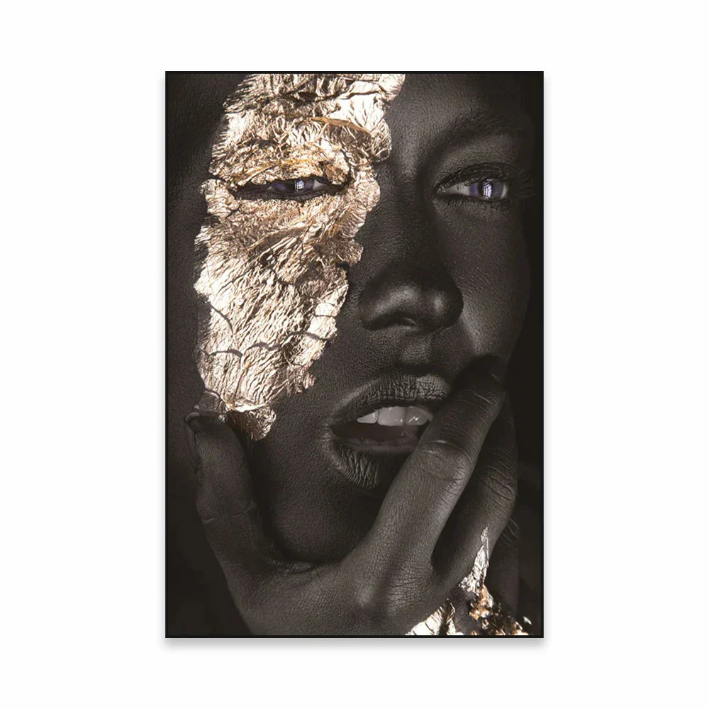 Golden Girl Fashion Veggkunst Fine Art Lerret Utskrifter Moderne Abstrakt Portrettbilder For Stue Soverom Boutique Salong Kunst Decor | Skanto