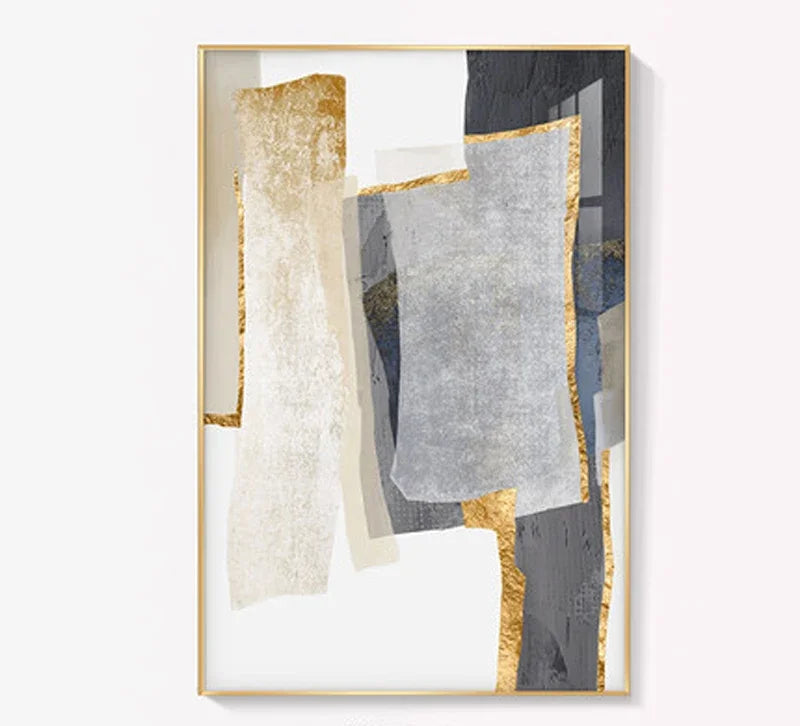 Nordisk Abstrakt Geomorfisk Nøytrale Farger Gylden Beige Grå Veggkunst Fine Art Lærrede Utskrifter Bilder For Moderne Leilighet Stue Dekor | Skanto