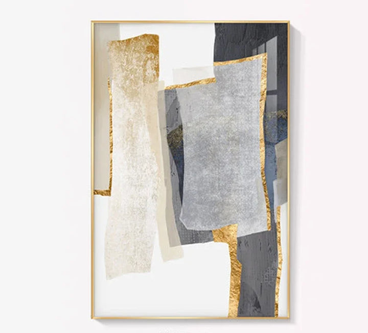 Nordisk Abstrakt Geomorfisk Nøytrale Farger Gylden Beige Grå Veggkunst Fine Art Lærrede Utskrifter Bilder For Moderne Leilighet Stue Dekor | Skanto