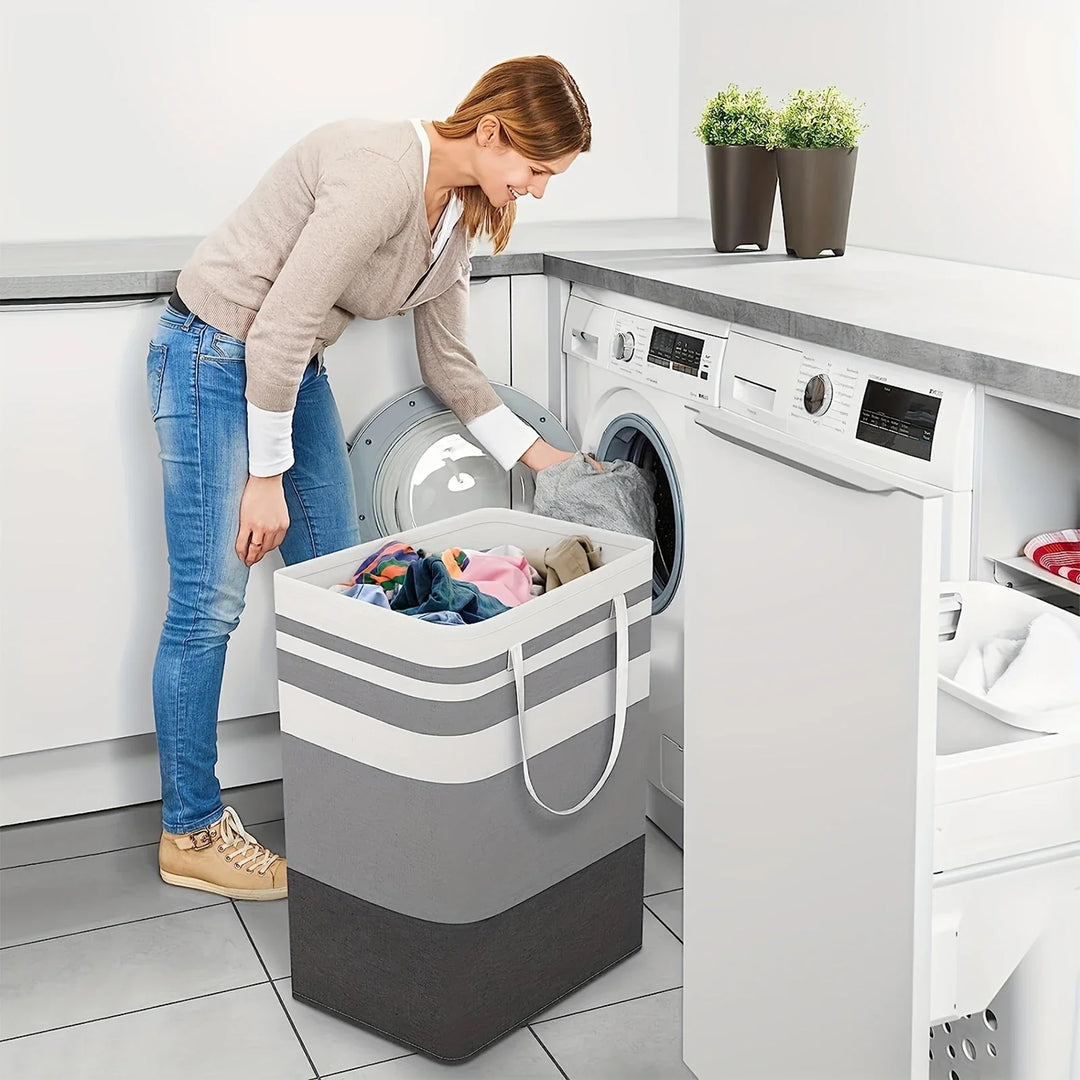Frendorf | 75L Stor kleskurv med håndtak & sammenleggbart design – Solen