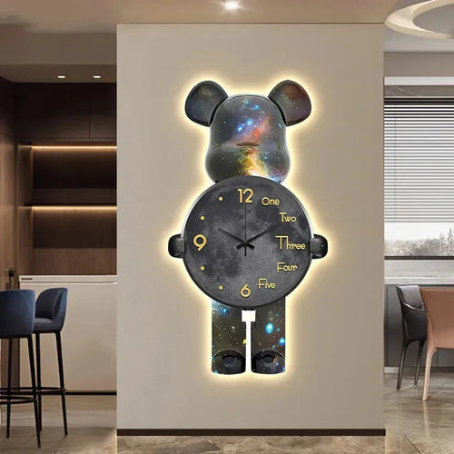 Glødende Stjerne Bamse LED Veggklokke | Skanto