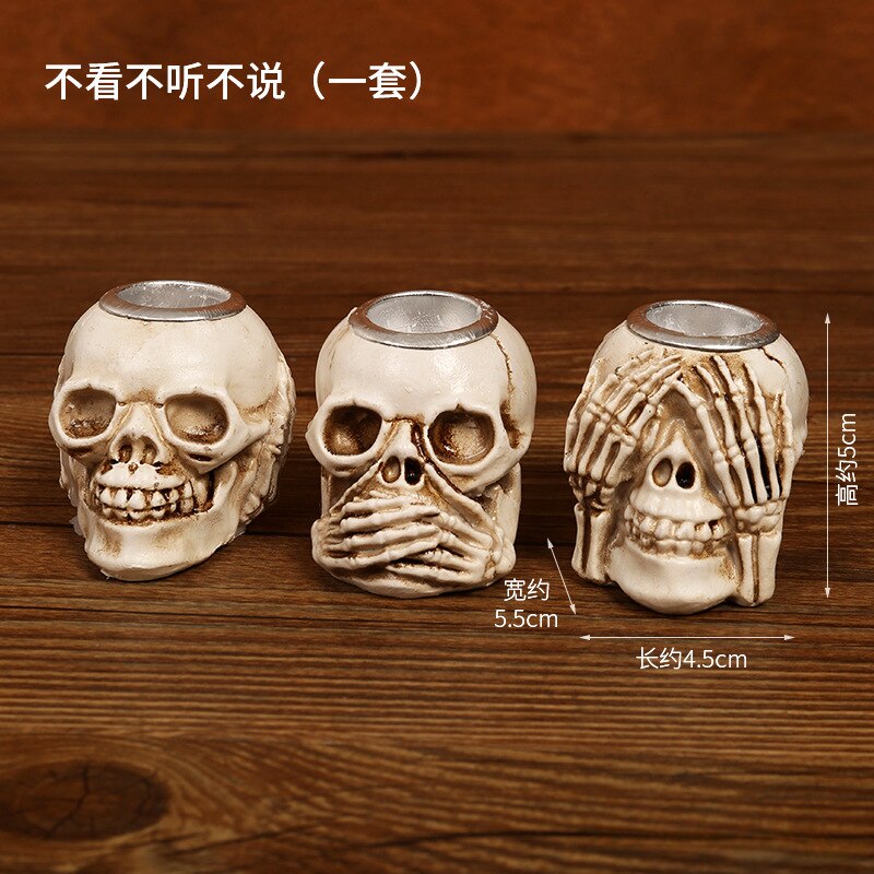 Skanto Lysestake Hodeskalle Harz Ornament Ånd Festival Desktop Veranda Dekorasjon Gave Hjem Dekor