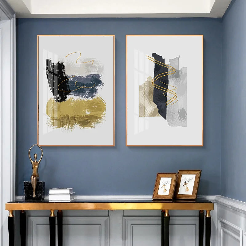 Nøytral Farge Blå Beige Svart Nordisk Abstrakt Veggkunst Fine Art Lerret Utskrifter Plakater Bilder For Stue Soverom Kunst Dekor | Skanto