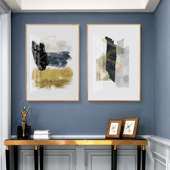 Nøytral Farge Blå Beige Svart Nordisk Abstrakt Veggkunst Fine Art Lerret Utskrifter Plakater Bilder For Stue Soverom Kunst Dekor | Skanto