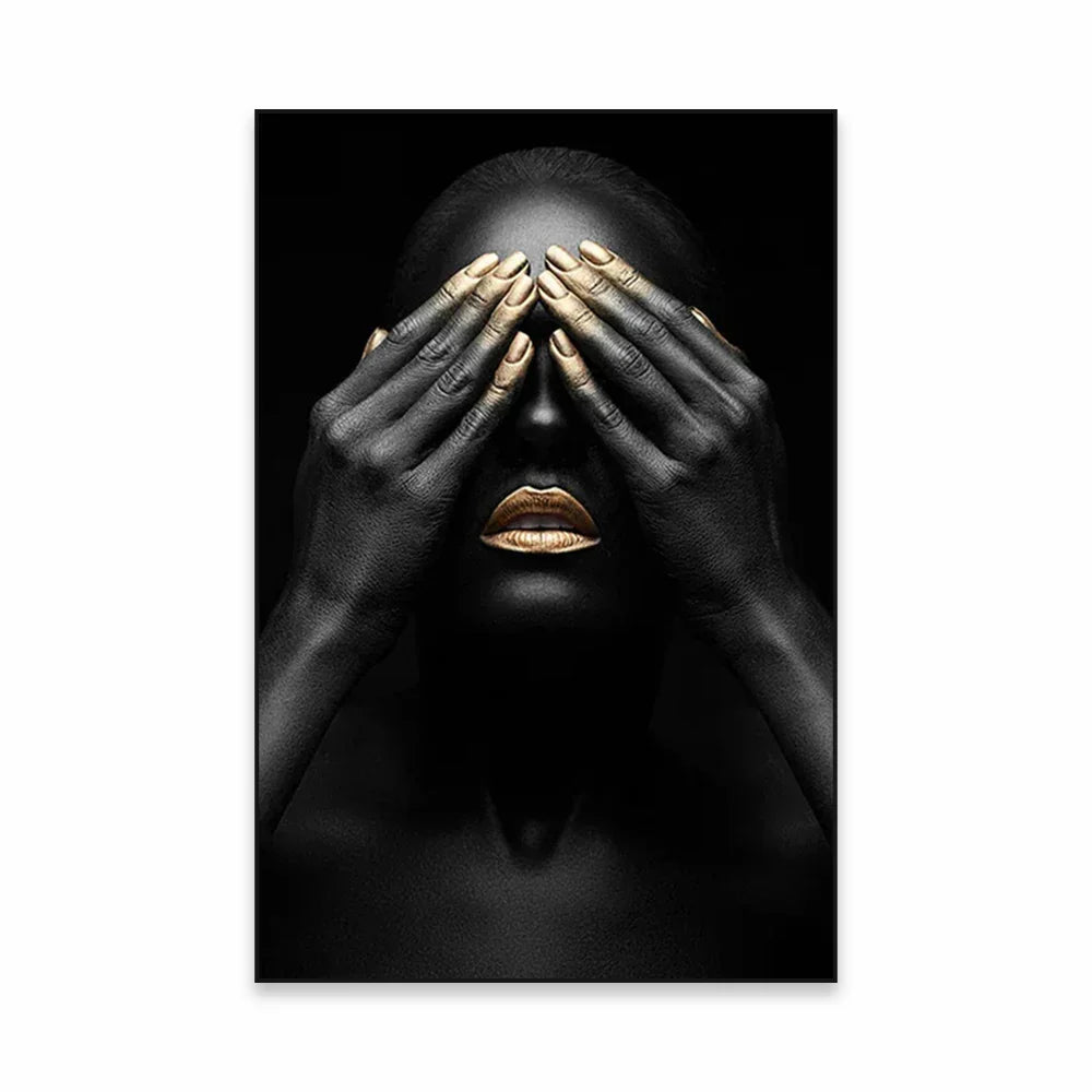 Golden Girl Fashion Veggkunst Fine Art Lerret Utskrifter Moderne Abstrakt Portrettbilder For Stue Soverom Boutique Salong Kunst Decor | Skanto