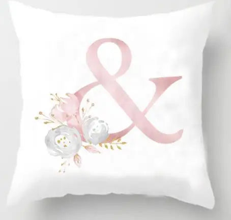 Rosa Gylden Blomsterbokstav Putevar 45x45cm Putevar For Stue Sofa Kastepute Polyester Bomull Firkantede Putekover | Skanto