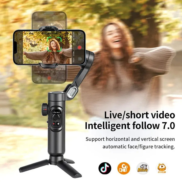 Skanto | 3-aksers smarttelefon gimbal stabilisator med AI-sporing og ansiktsgjenkjenning – Alvion