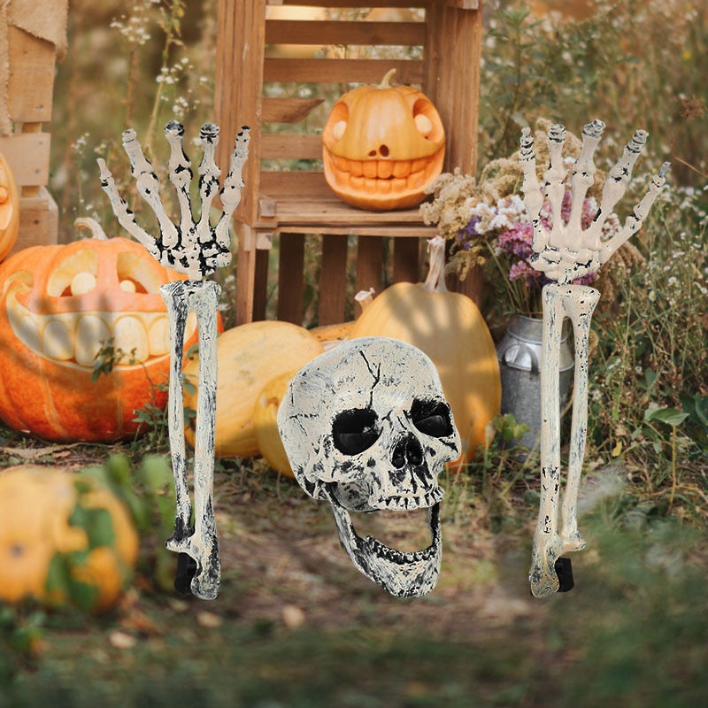 Skanto | Realistisk Zombie Skjelett Hage Halloween Dekor