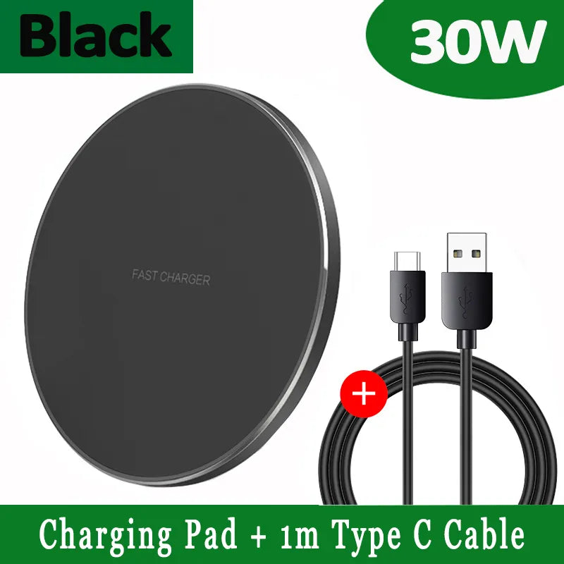 Skanto | 30W Rask Trådløs Ladeplate | Premium USB C Ladekabel MagSafe Lader for Apple iPhone, Samsung & Android - Rask Trådløs Ladeplate